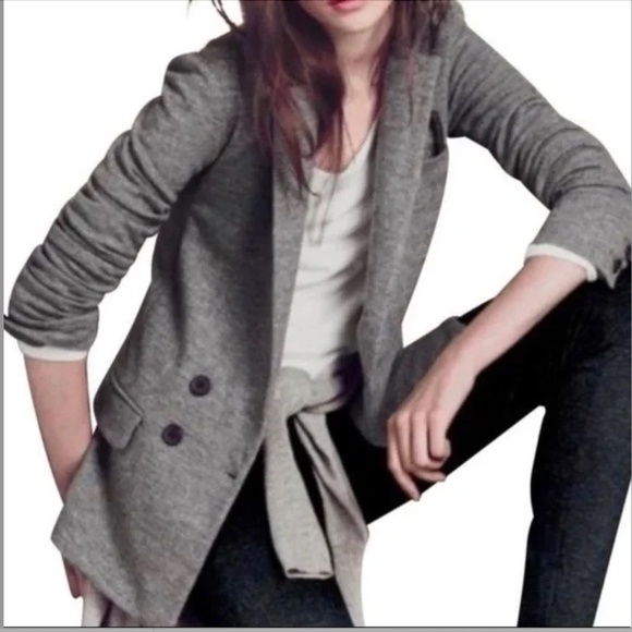 J CREW "The Benny" Unstructured Wool Double-Breasted Blazer EUC/sz 12 - Picture 1 of 4